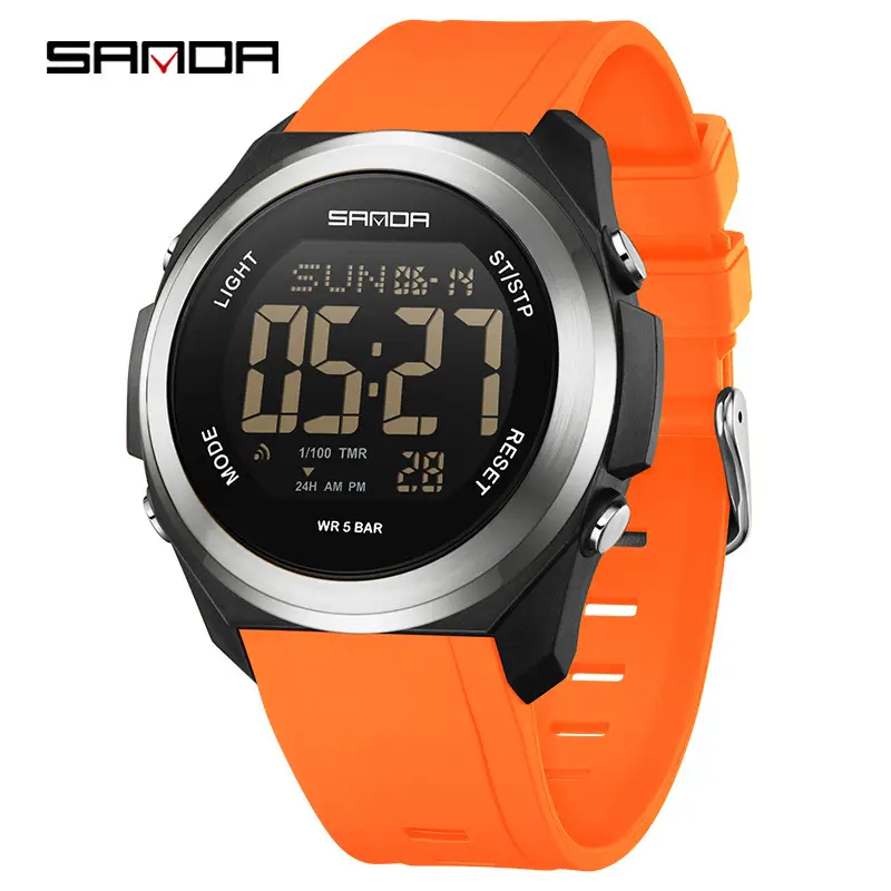 Sanda Digital Watch Green Silicone Multi-Function Men's Sports - Image 2