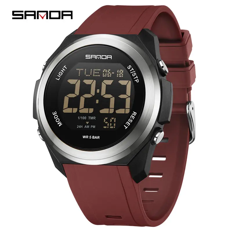 Sanda Digital Watch Green Silicone Multi-Function Men's Sports - Image 4