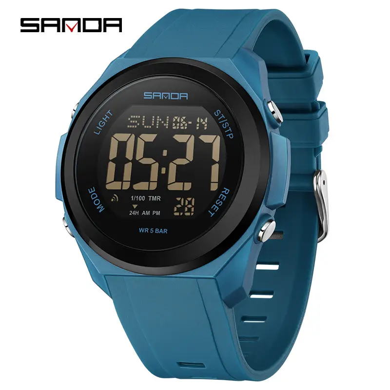 Sanda Digital Watch Green Silicone Multi-Function Men's Sports - Image 5