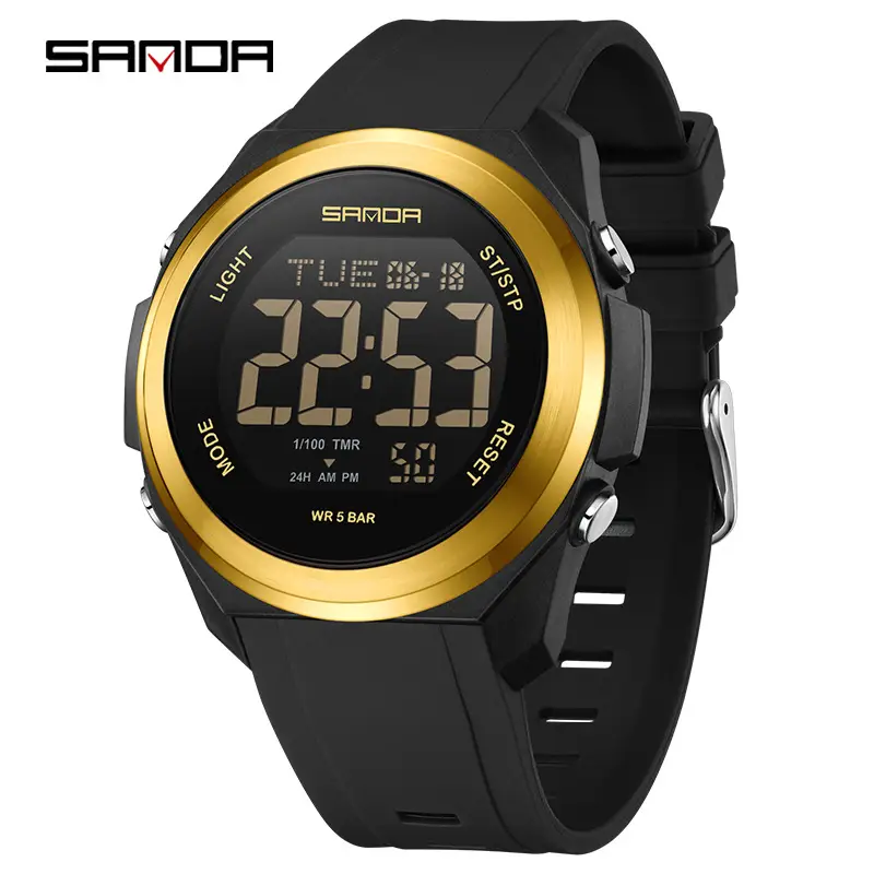 Sanda Digital Watch Green Silicone Multi-Function Men's Sports - Image 7