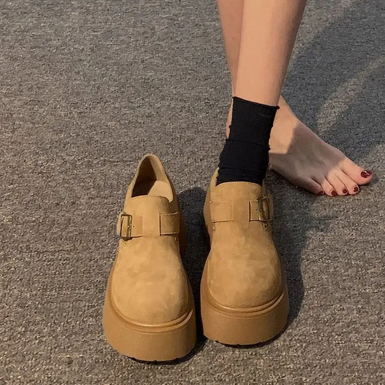 Internet Popular Single-layer Shoes Women's 2025 Spring New Fashion Retro Small Thick Sole Height-increasing Casual Birkendish Shoes — feature 1