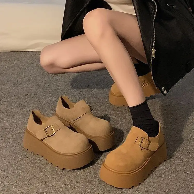 Internet Popular Single-layer Shoes Women's 2025 Spring New Fashion Retro Small Thick Sole Height-increasing Casual Birkendish Shoes — feature 3
