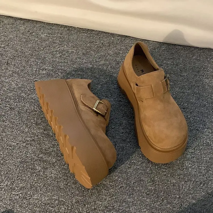 Internet Popular Single-layer Shoes Women's 2025 Spring New Fashion Retro Small Thick Sole Height-increasing Casual Birkendish Shoes - Image 2