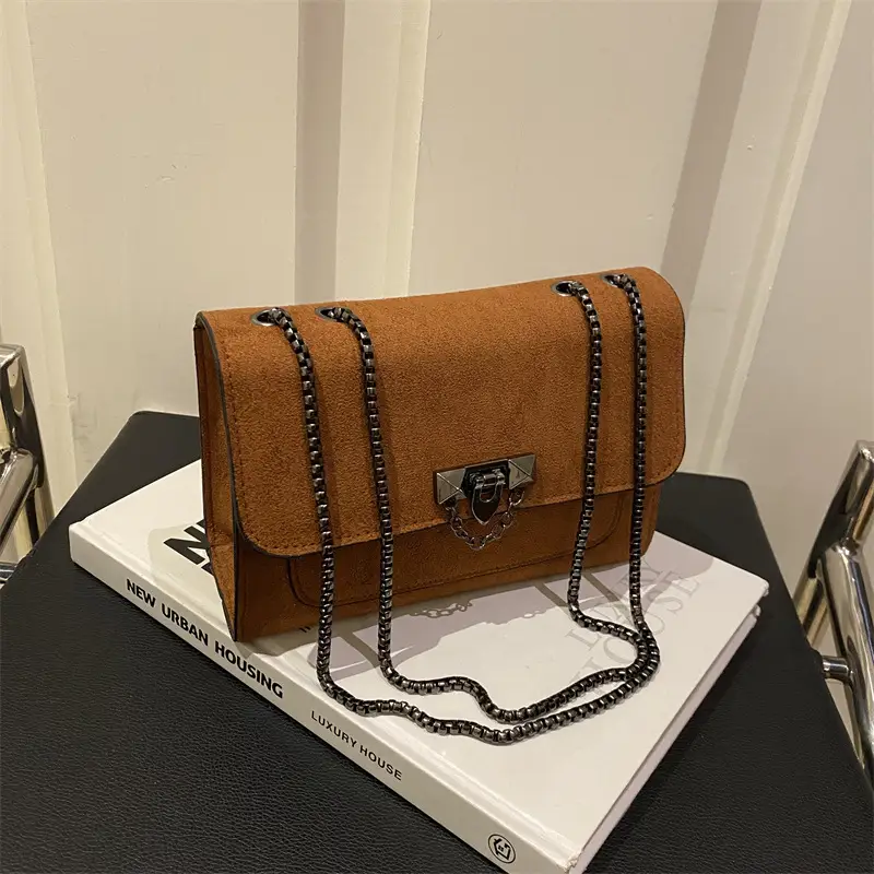 Frosted Vintage Chain Shoulder Bag Women's Brown — feature 15