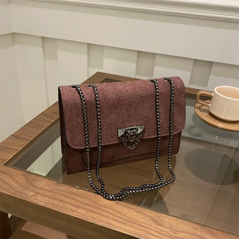 Frosted Vintage Chain Shoulder Bag Women's Brown — feature 20