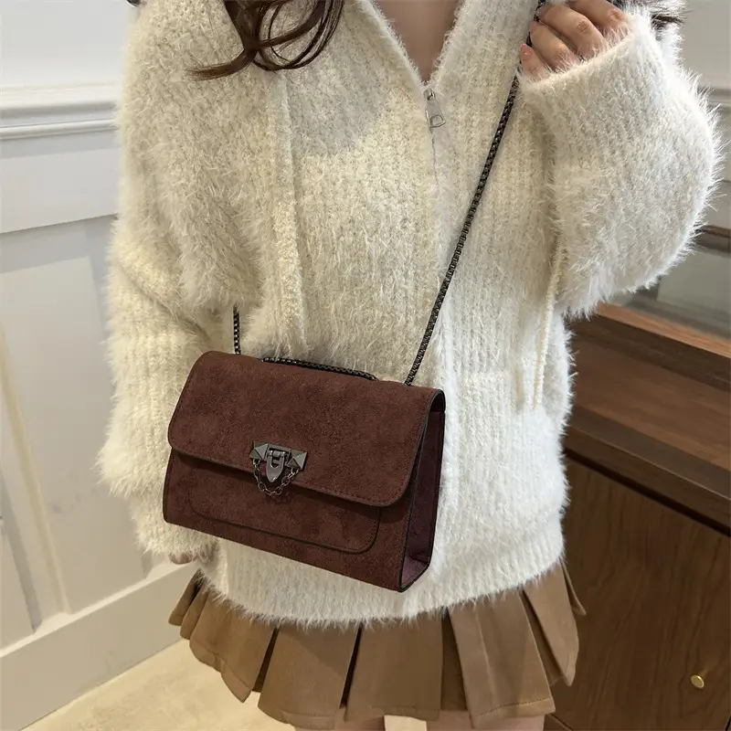 Frosted Vintage Chain Shoulder Bag Women's Brown — feature 28