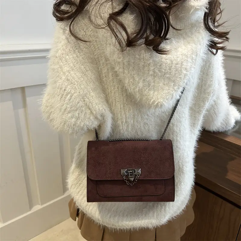Frosted Vintage Chain Shoulder Bag Women's Brown — feature 29