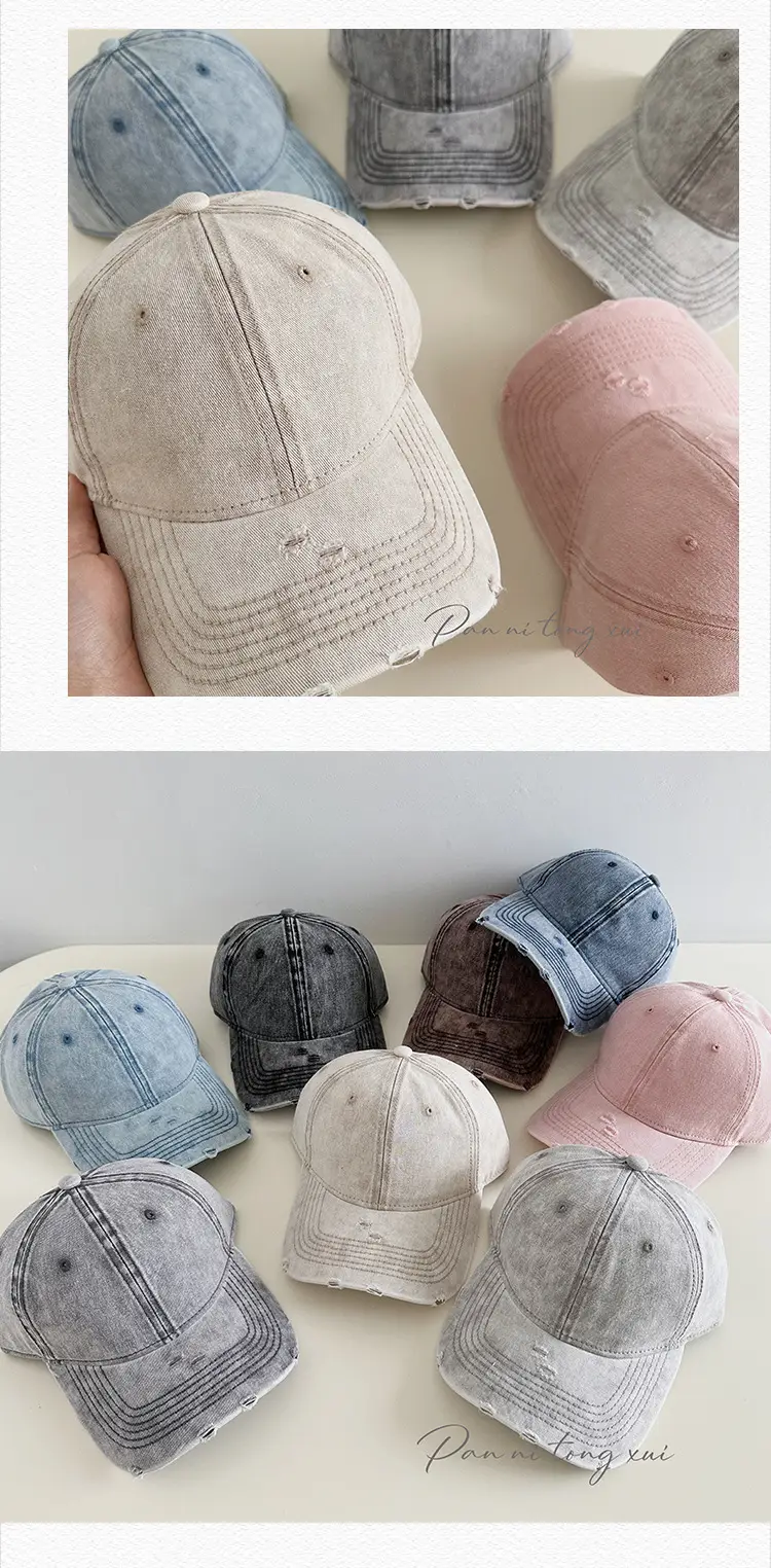 Washed Hole Baseball Cap for Men Women Spring Light — feature 26