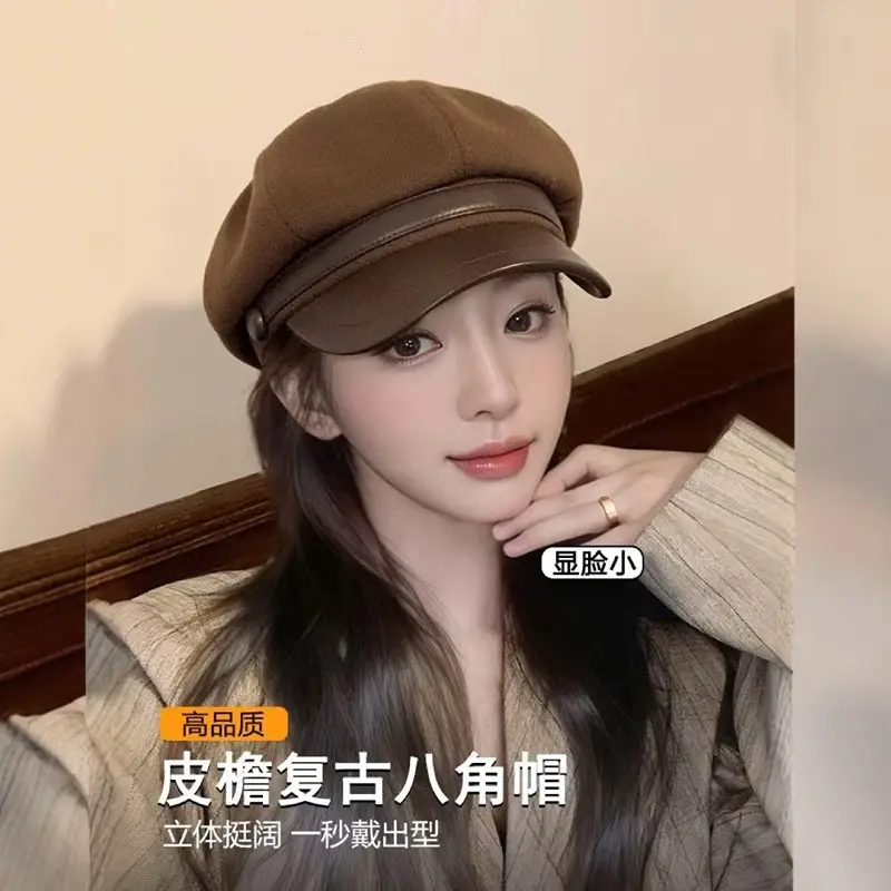 Korean Woolen Hat Duckbill Wide Bristle Winter - Image 5