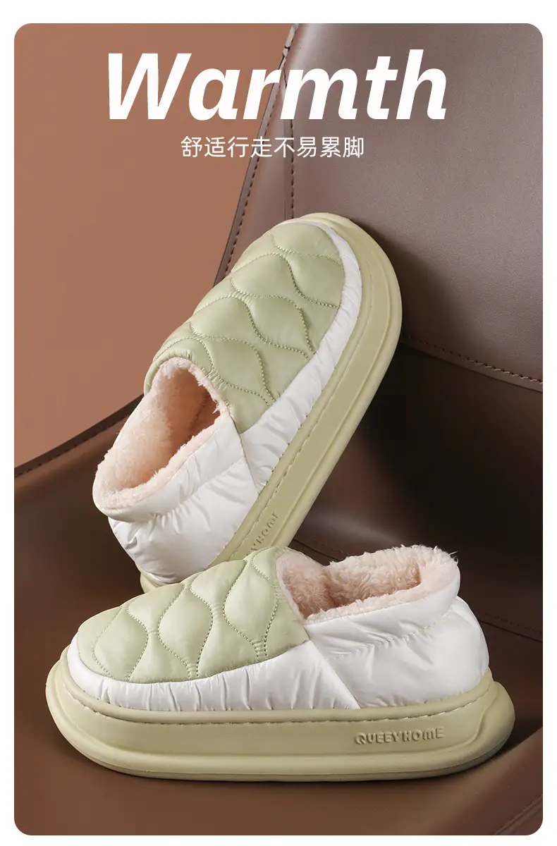 2025 New Women's Autumn and Winter Non-Slip Waterproof Fleece-Lined Warm down Fabric Maternity Slippers Cotton Shoes — feature 4