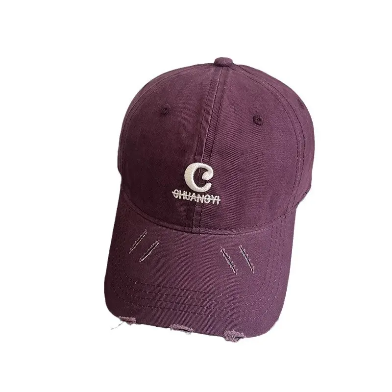 Women Maroon Letter Hole Cap Spring Sun Hat