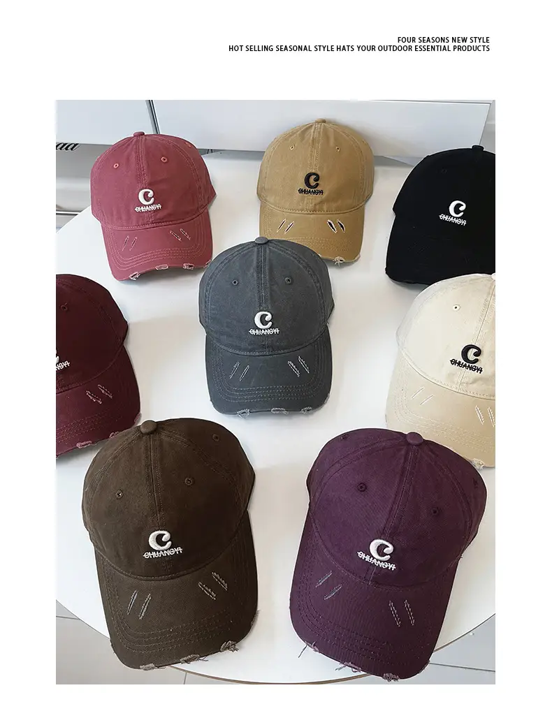 Women Maroon Letter Hole Cap Spring Sun Hat — feature 5