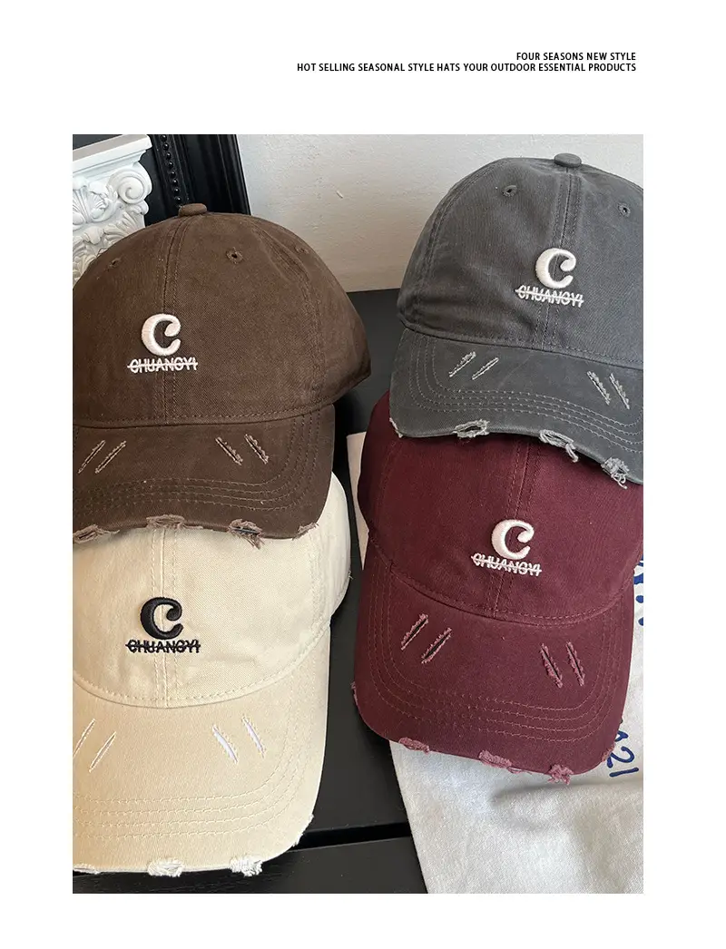 Women Maroon Letter Hole Cap Spring Sun Hat — feature 9