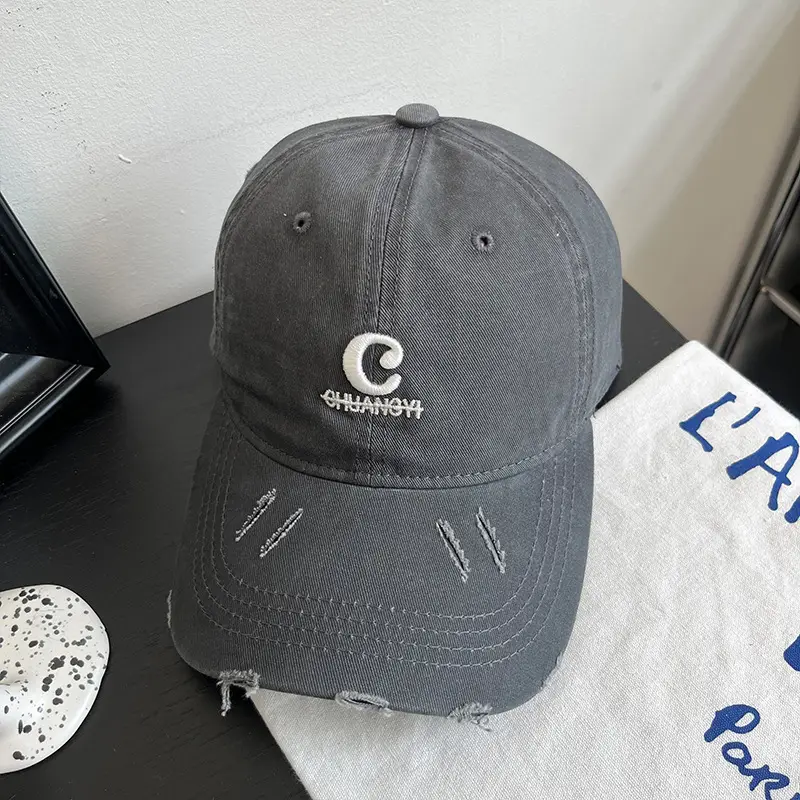 Women Maroon Letter Hole Cap Spring Sun Hat
