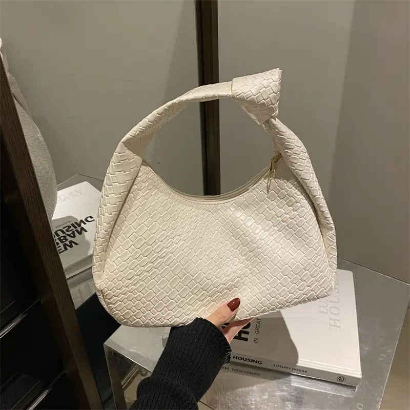 White Woven Shoulder Bag for Women 2025