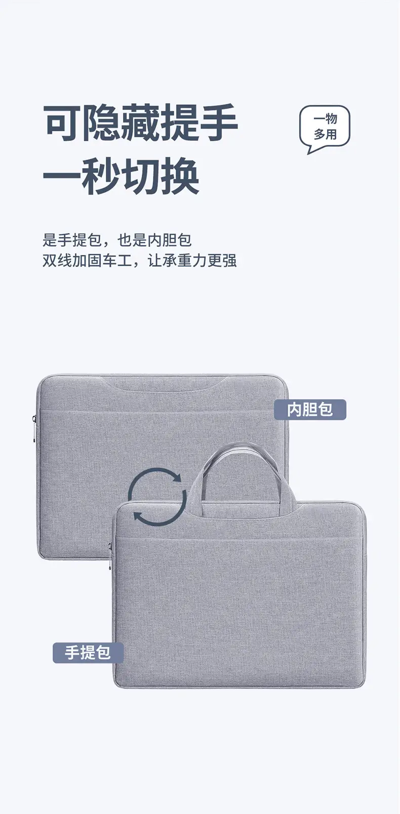 15.6 Inch Laptop Bag Black Shoulder Wear-Resistant Business Office — feature 19