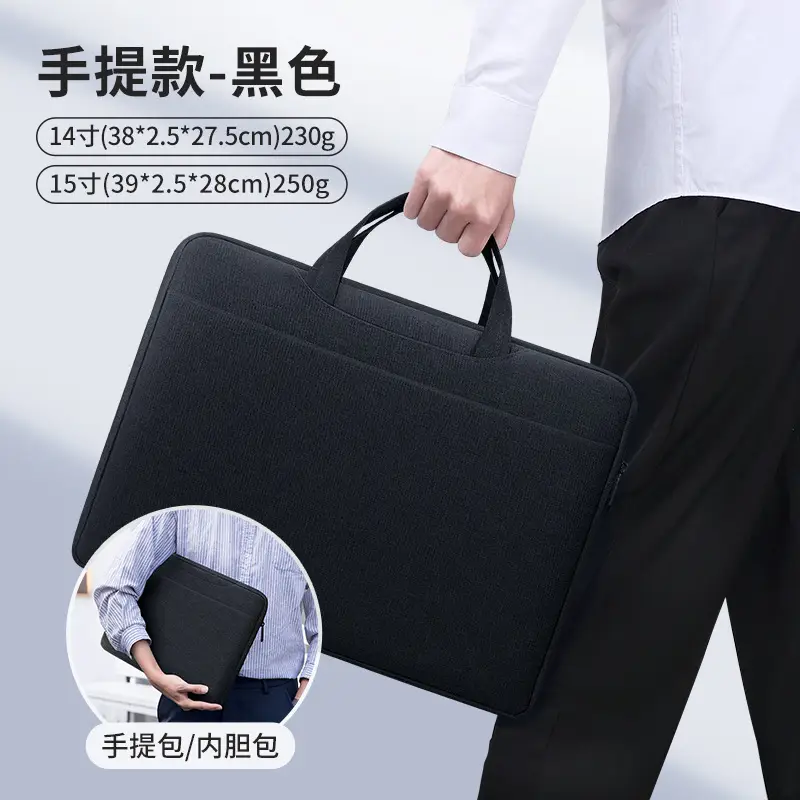 15.6 Inch Laptop Bag Black Shoulder Wear-Resistant Business Office - Image 2