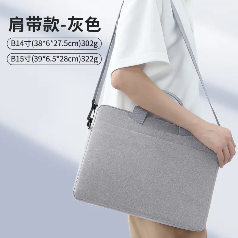 15.6 Inch Laptop Bag Black Shoulder Wear-Resistant Business Office - Image 3