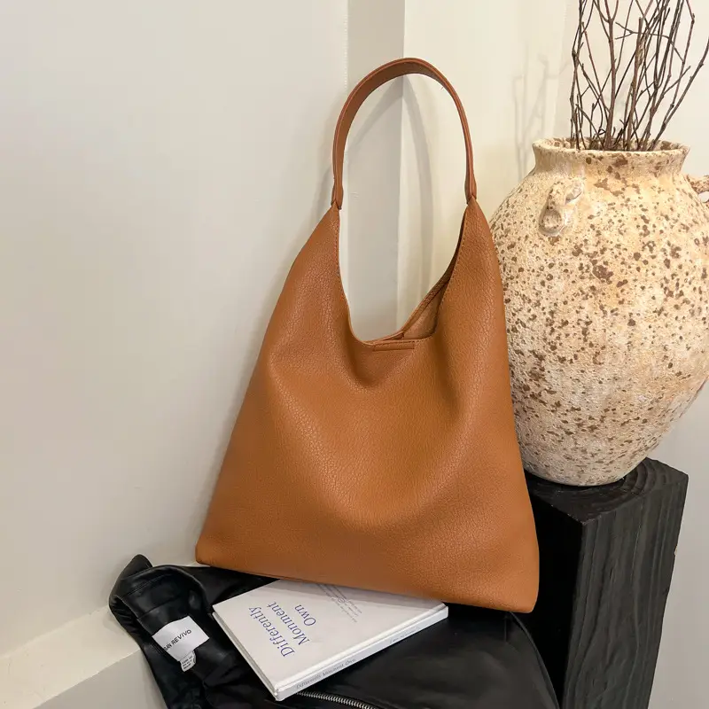 Brown Leather Shoulder Bag for Women Large Capacity 2024