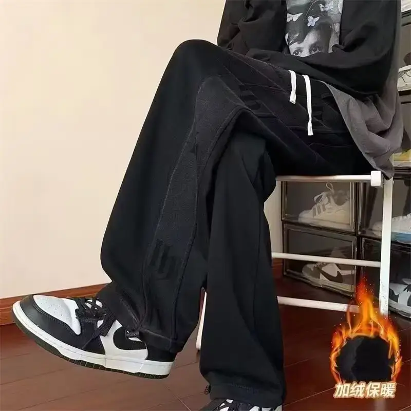 Foreign Trade Spring and Autumn Youth Fleece-Lit Pants Men's Wide-Leg Loose Sweatpants Men's Loose Tight Sports Fashion Brand High Street Casual — feature 11