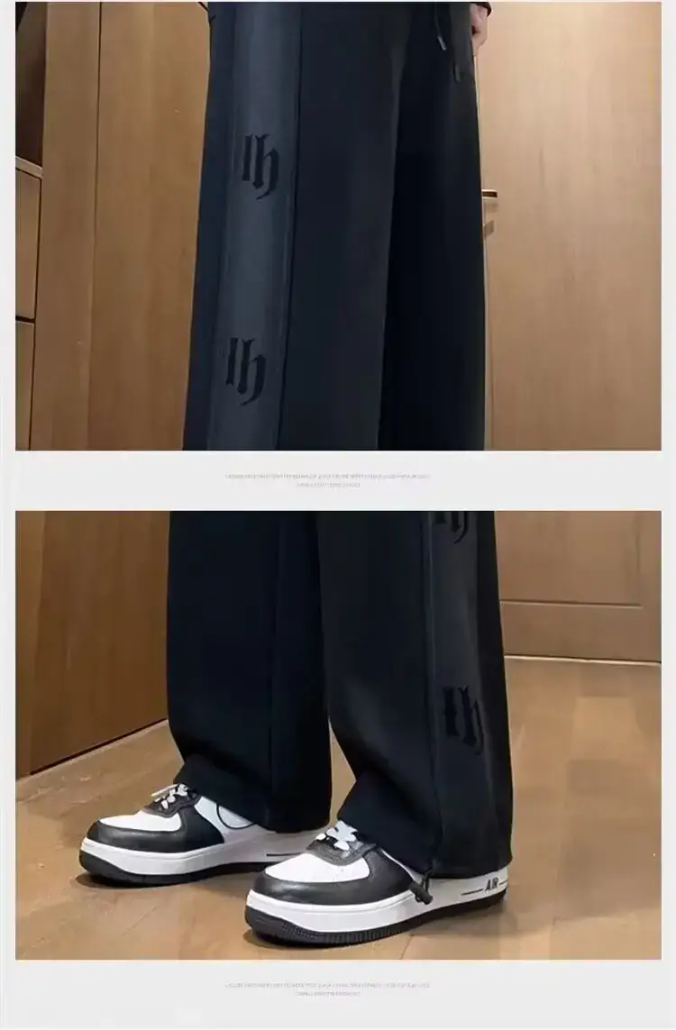 Foreign Trade Spring and Autumn Youth Fleece-Lit Pants Men's Wide-Leg Loose Sweatpants Men's Loose Tight Sports Fashion Brand High Street Casual — feature 7
