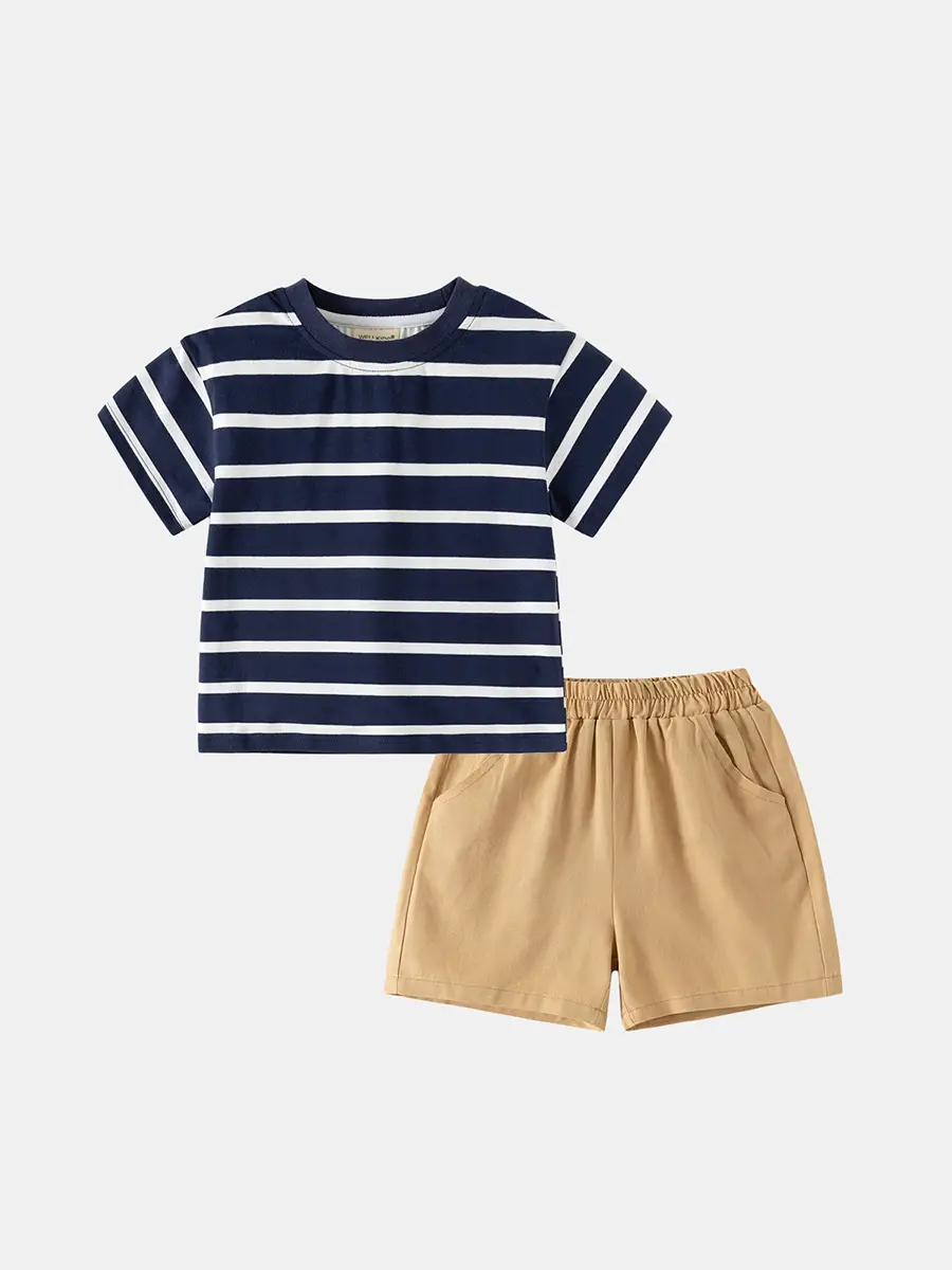 Baby Striped T-Shirt & Shorts Set for Boys - Image 5