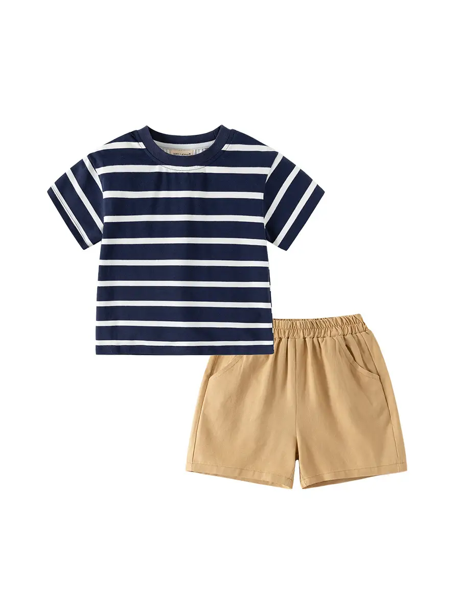 Baby Striped T-Shirt & Shorts Set for Boys - Image 7