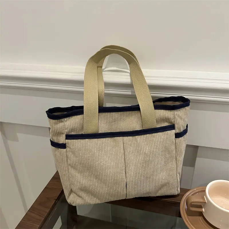 Corduroy Large Capacity Tote Bag for Women - Image 7