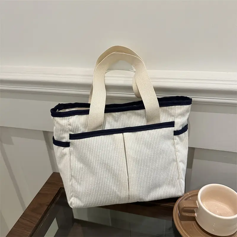 Corduroy Large Capacity Tote Bag for Women - Image 9
