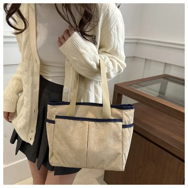 Corduroy Large Capacity Tote Bag for Women — feature 13