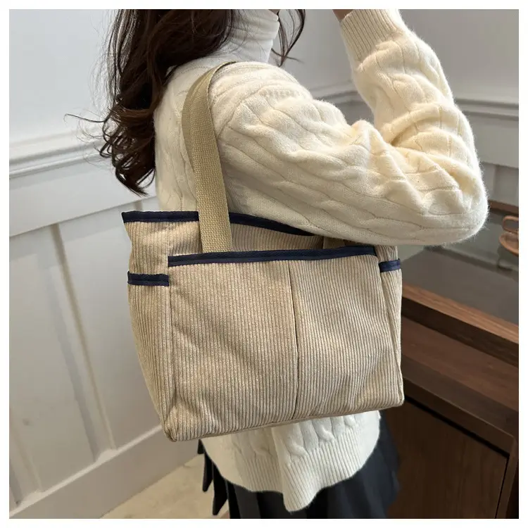 Corduroy Large Capacity Tote Bag for Women — feature 15