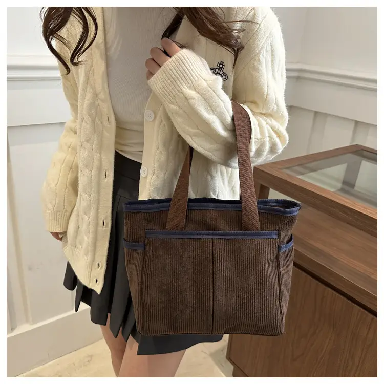 Corduroy Large Capacity Tote Bag for Women — feature 16