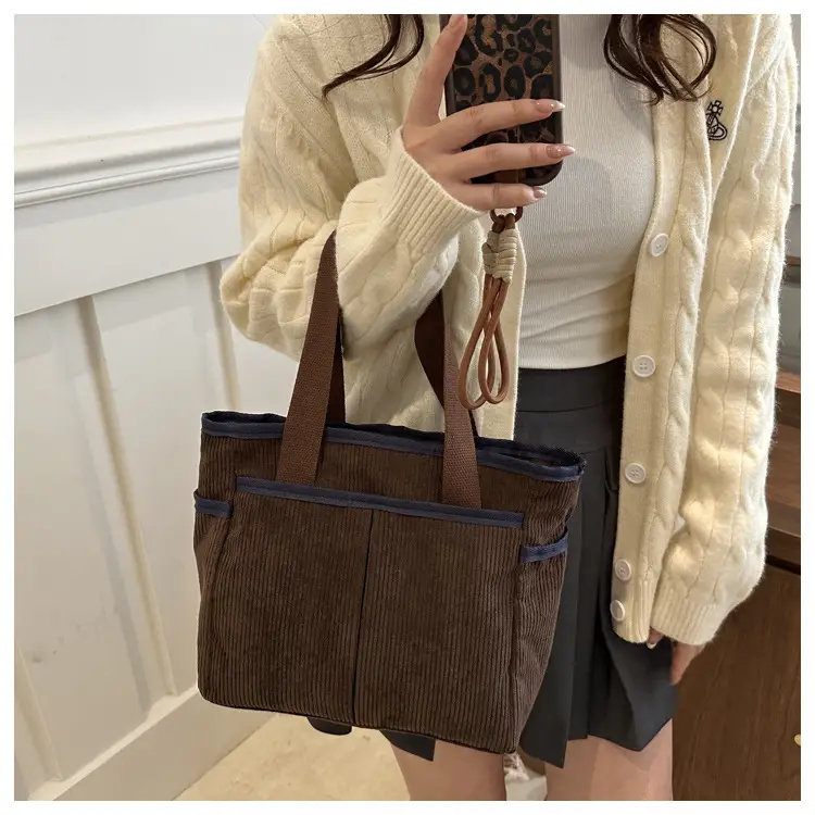 Corduroy Large Capacity Tote Bag for Women — feature 17