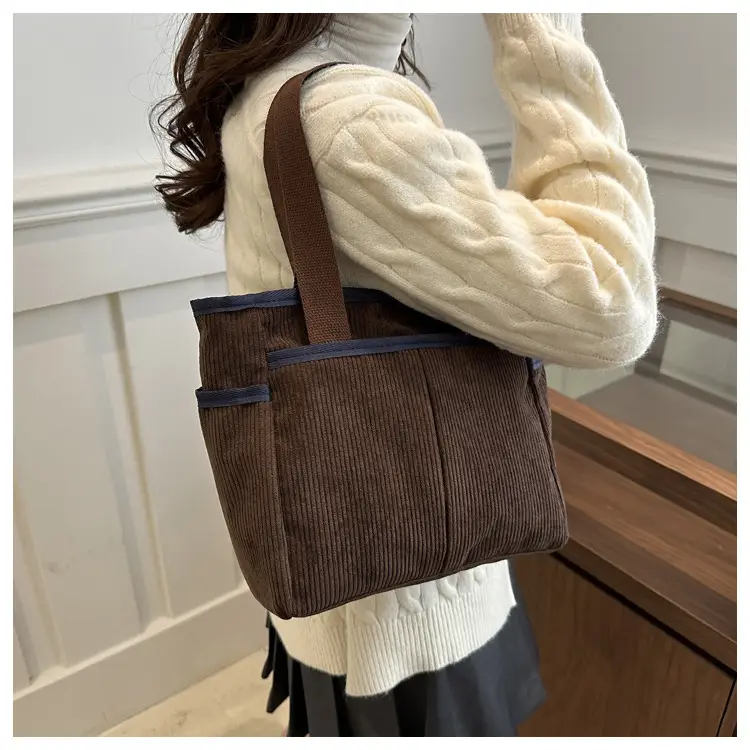 Corduroy Large Capacity Tote Bag for Women — feature 18