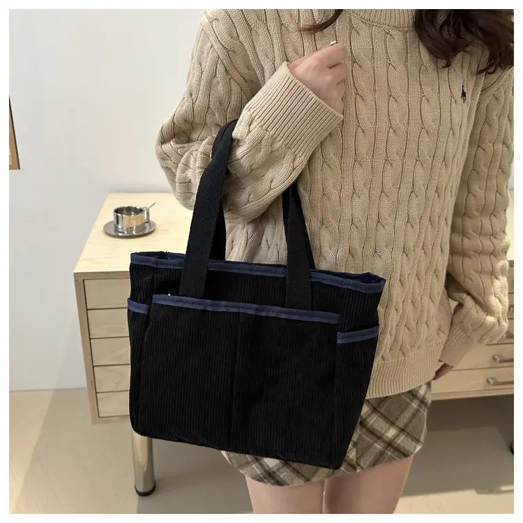 Corduroy Large Capacity Tote Bag for Women — feature 19