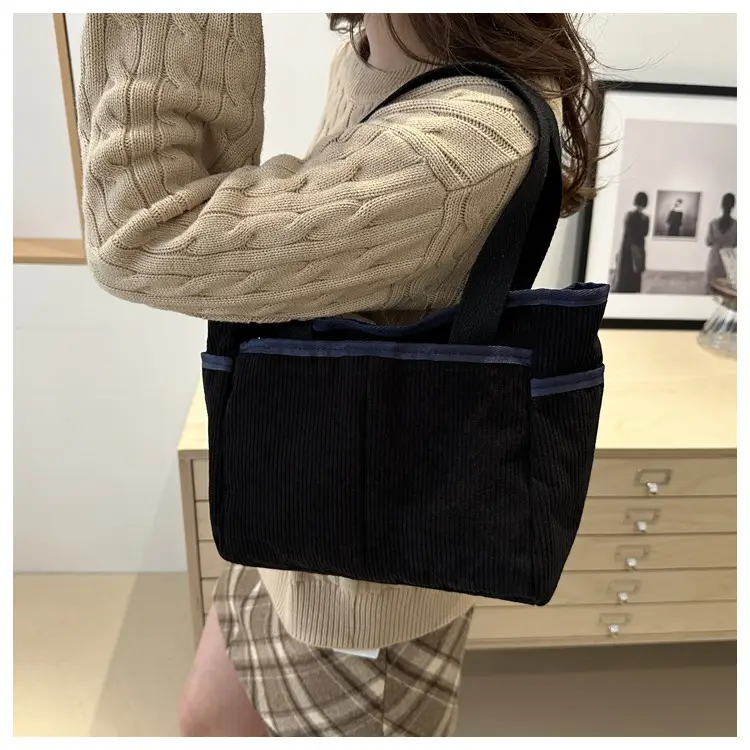 Corduroy Large Capacity Tote Bag for Women — feature 21