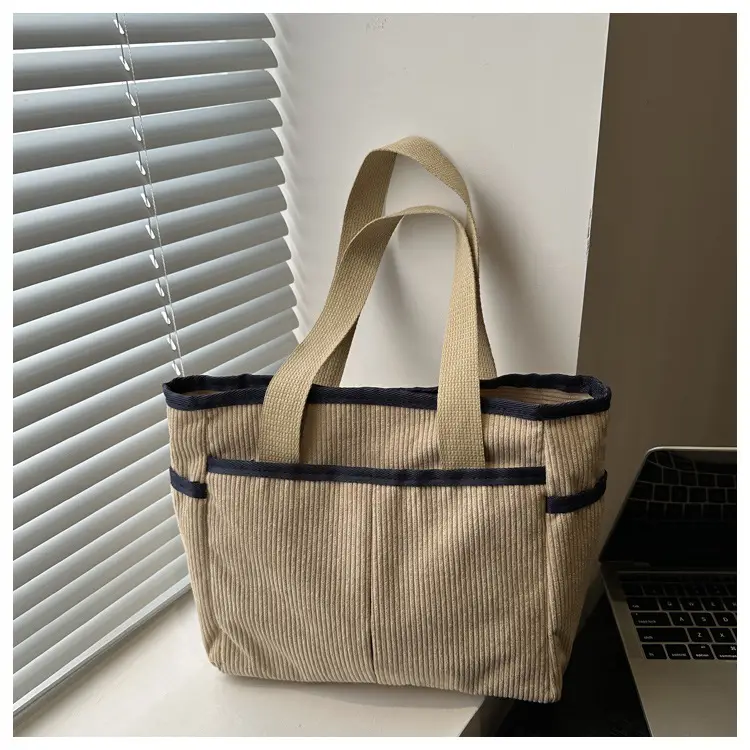 Corduroy Large Capacity Tote Bag for Women — feature 25