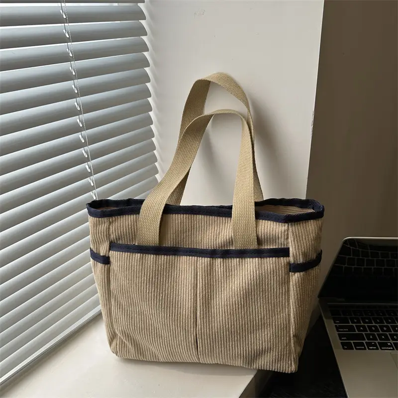 Corduroy Large Capacity Tote Bag for Women - Image 2