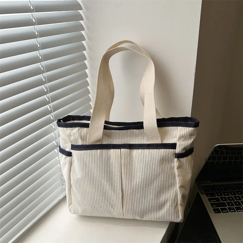 Corduroy Large Capacity Tote Bag for Women - Image 4