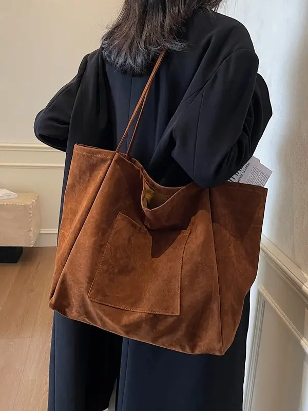 New Texture Casual Large Capacity Suede Tote Bag Women - Image 6