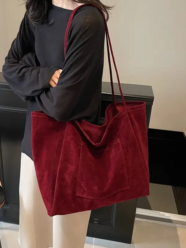 New Texture Casual Large Capacity Suede Tote Bag Women - Image 7