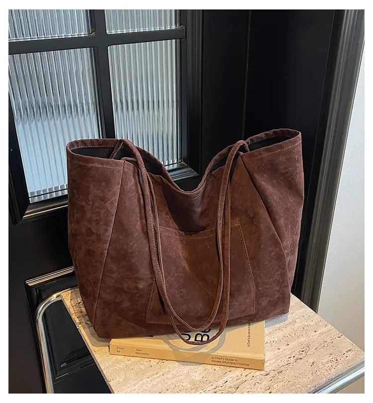 New Texture Casual Large Capacity Suede Tote Bag Women — feature 1