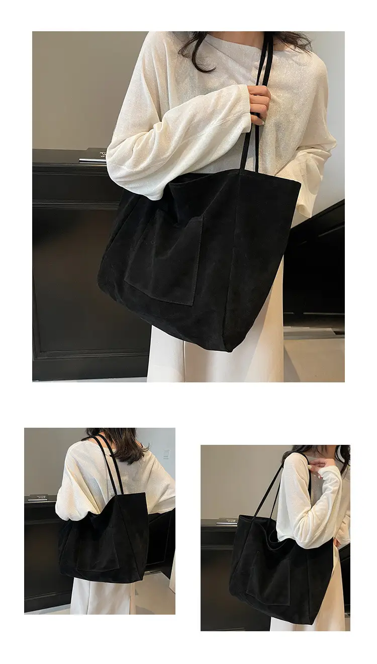 New Texture Casual Large Capacity Suede Tote Bag Women — feature 10