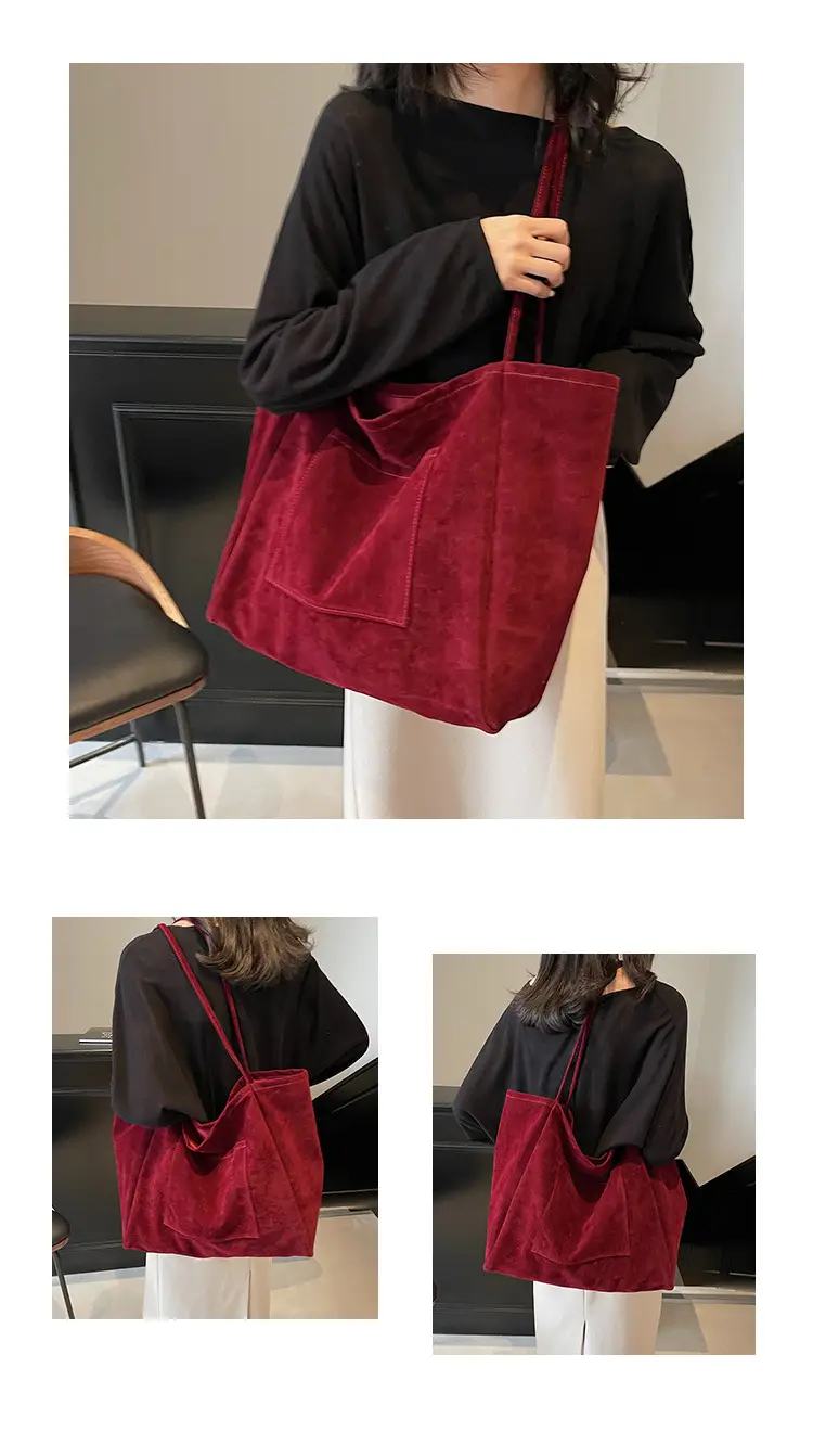 New Texture Casual Large Capacity Suede Tote Bag Women — feature 11