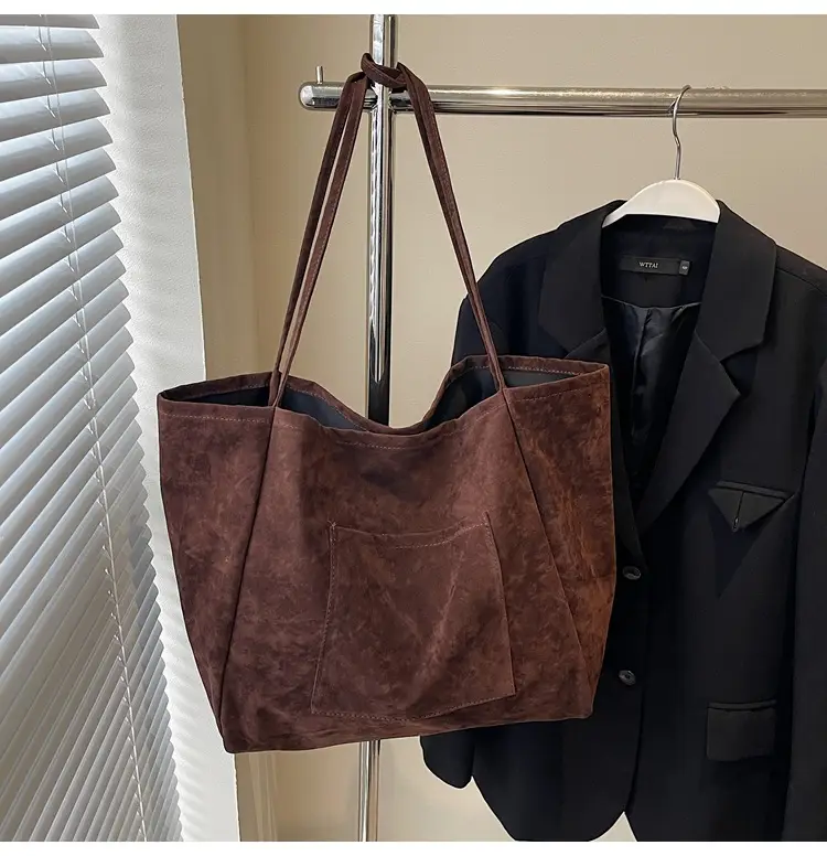 New Texture Casual Large Capacity Suede Tote Bag Women — feature 12