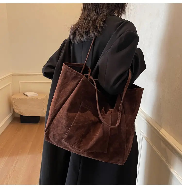 New Texture Casual Large Capacity Suede Tote Bag Women — feature 16