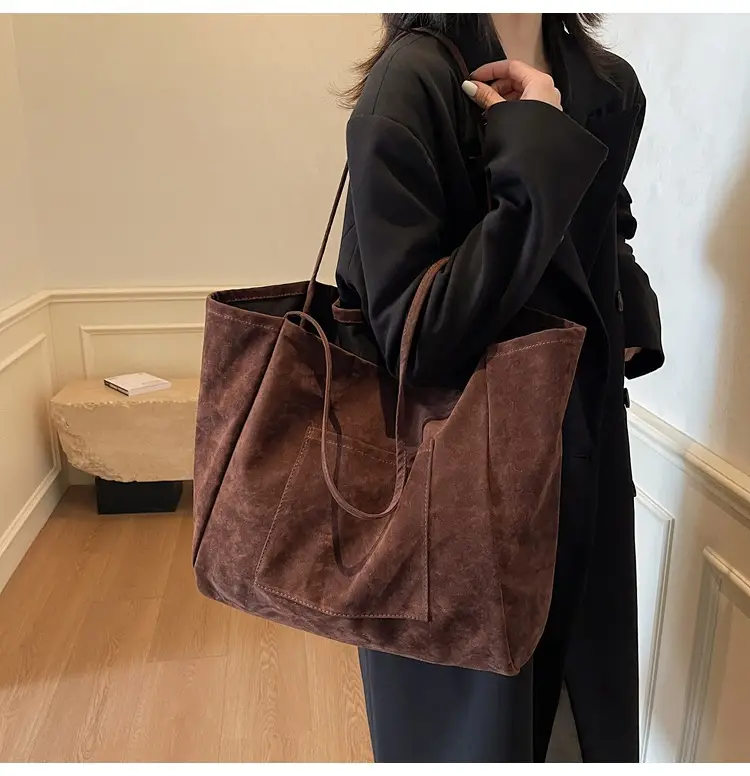 New Texture Casual Large Capacity Suede Tote Bag Women — feature 17