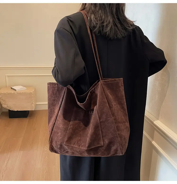 New Texture Casual Large Capacity Suede Tote Bag Women — feature 18
