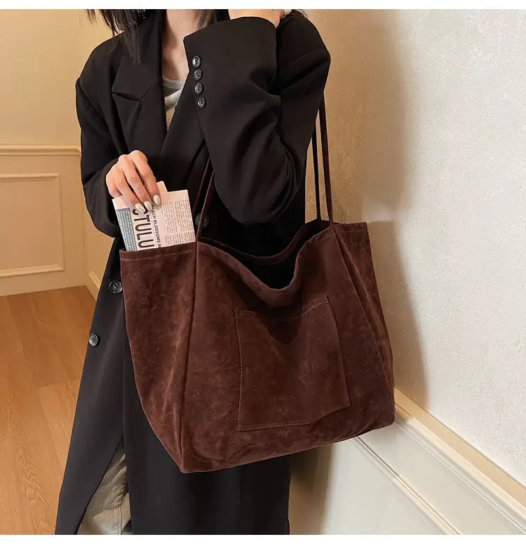 New Texture Casual Large Capacity Suede Tote Bag Women — feature 19