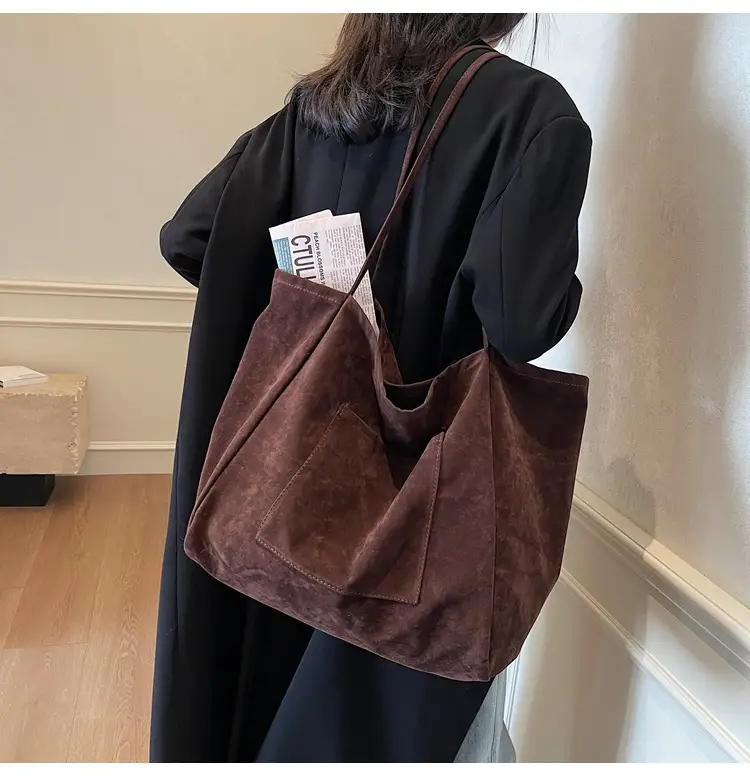New Texture Casual Large Capacity Suede Tote Bag Women — feature 20
